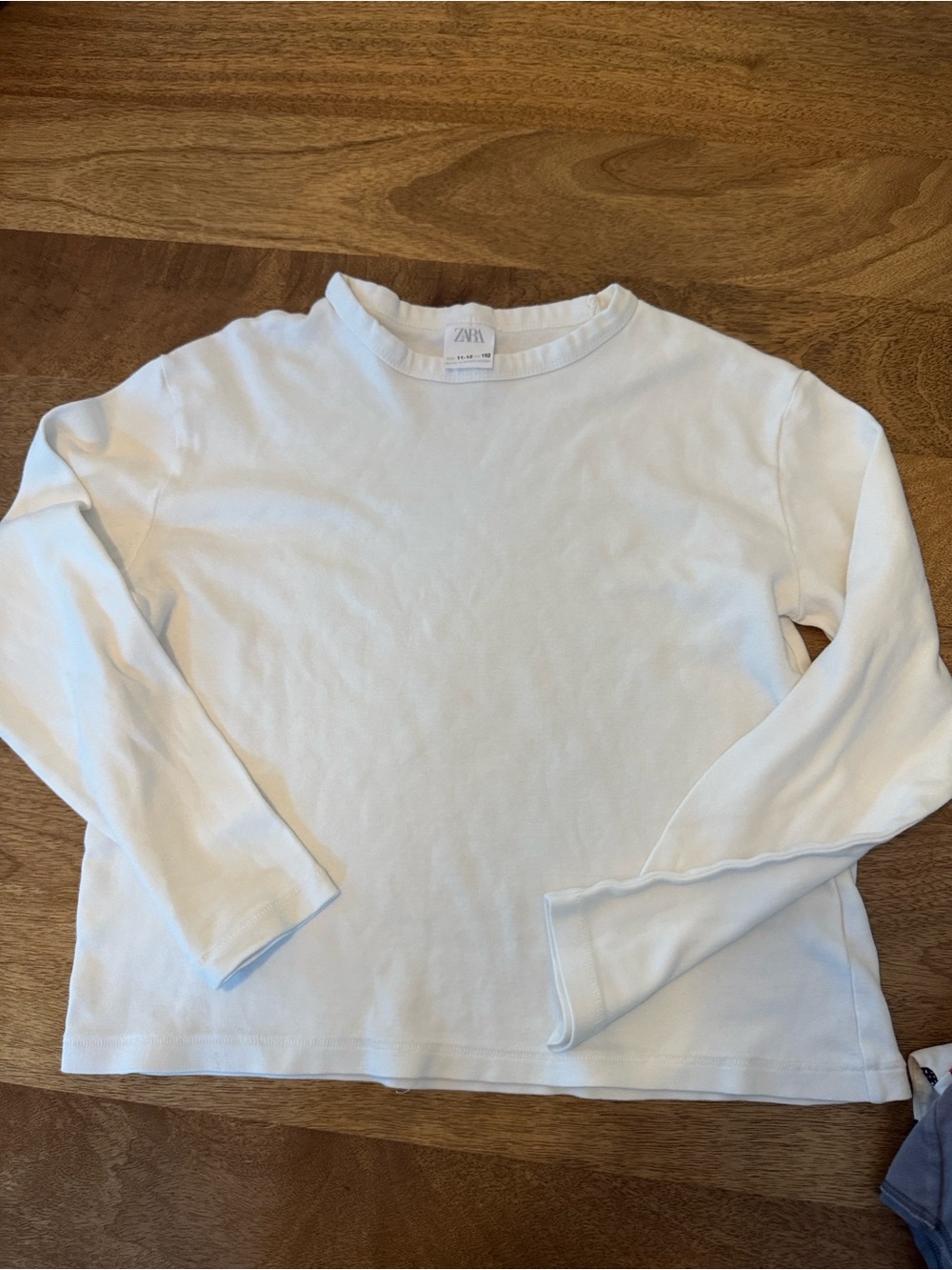 Zara Kids Cream Long-Sleeve Crewneck Top